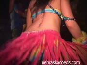 Horny Party Goers At Hula Skirt Night At The Club