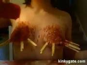 Self Training Slave Emma With Wax And Pins