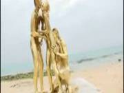 Golden Threesome At The Beach