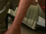 Skinny Ebony Chick Giving A Footjob