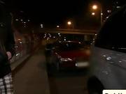 Dark Haired Amateur Banging Outdoors At Night