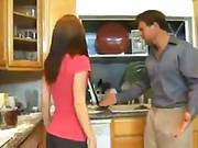 Sweet Babysitter Is Getting Fucked In The Kitchen And Screaming From Pleasure While Having An Orgasm