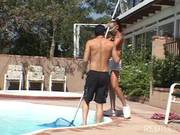 Horny Girl Seduced A Guy Who Was Cleaning The Swiming Pool And Had Sex With Him