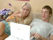 After Naughty Blonde And Her Boyfriend Were Done With Watching A Porn Movie, They Had Sex