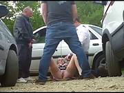 Slutty British Milf Is Getting Gangbanged In Front Of Her Car, Somewhere In A Local Forest