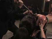Beautiful Girl Is Being Tortured In The Basement, In Front Of Many Excited Guys And Girls