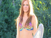 Cute Redhead In Outdoor Solo