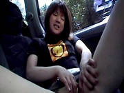 Hairy Japanese Finger Fucking In The Car