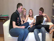 Sexy Blondes Fucking In Group