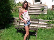 Teeny Stroking Her Cunt In Outdoor