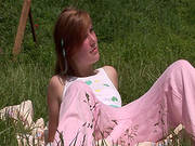 Slim Beauty Fingering In Outdoor Solo