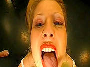 Blonde Babe Covered In Jizz