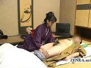 A Comely Japanese Beauty Gives A Caring Cfnm Handjob