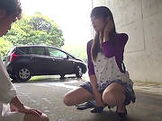 Hot Japanese Babe Receives Sexy Outdoor Fun With A Stud