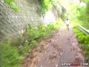 Japanese Chick Gets Cum on Boobs Outdoor