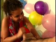 Ebony Teen Babe Handjob