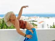 Pleasant Golden-haired Making Outdoor Disrobe