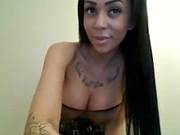 Hot Brunette Shows Tits Off On Cam