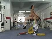 Busty Sweat Brunette Gets Her Minge Rammed In The Gym