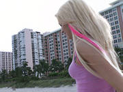 Cute Blonde Girl Flashes Her Tits On A Beach And Later On Gives Hot Blowjob In Pov
