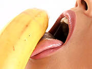 Dazzling Brunette Babe Eve Angel Plays With Her Pussy Using Banana