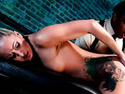 Lustful Tattooed Blonde Gets Her Anal Hole Rimmed And Fucked