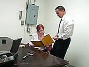 Boss Persuade Red Heired Secretary To Give Her Head