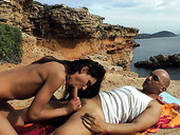 White Slutty Bitch Nataly Gold Rides A Large Dick On The Beach