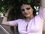 Lubricious Brunette In Indian Outfit Gets Her Pierced Clit Polished