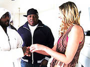 Blonde Slut Is Going To Serve Several Black Dudes At The Same Time