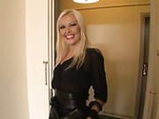 Tall Blonde Hooker Is Drilling Her Butt Hole With Fat Dildo