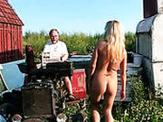 Voracious Busty Blondie Ceacilia Masturbates On The Lawn To Seduce Old Bert