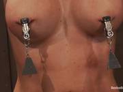 Hot Blond Getting Her Nipples Clamped And Riding A Sex Machine