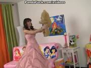 Teen Cute Girl Made A Wish Of Panda Bear