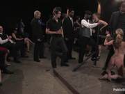 Crowd Of Spectators Watches A Tied Up Bitch Take A Dick In The Mouth