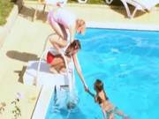 Three Chicks Secret Banging By The Pool