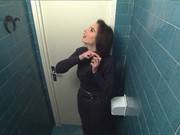 Vintage Brunette In Restaurant Restroom