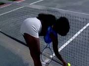 Sexy Ebony Girl Seduced At Tennis Court