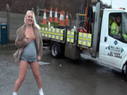 Slutty Blonde Flashing Her Tits In Public