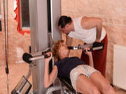 Dude Interrupts Her Workout Session And Eats Her Cunt