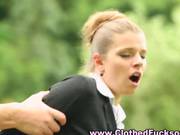 Clothed Muse Fucks An Amish Painter Outdoors