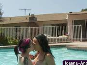Emo Lesbos Frolic And Make Out In The Pool