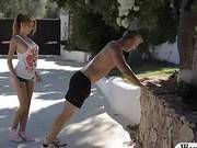 Glamour Red Haired Teen Girl Michelle Drilled Outdoors