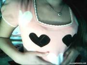 Girl Cuts Up Her T Shirt In Front Of Webcam