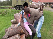 Huge Dick Strokes Her In Outdoor