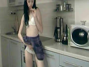 Petite Brunette Posing Her Trimmed Cunt