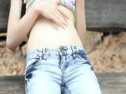 Shaved Skinny Super Girl Tease Pussy -2