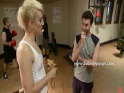 Blonde With Short Hair Training In Gym Is Caught In The Lockers