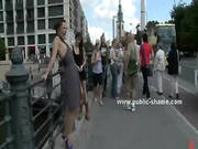 Babe In Dress Disgraced And Undressed In Public Sex By Nasty Wom