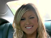 Slutty Blonde Gives A Blowjob In A Car Before She Gets Smashed.